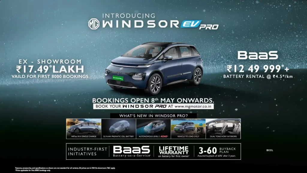 MG Windsor Pro EV price India